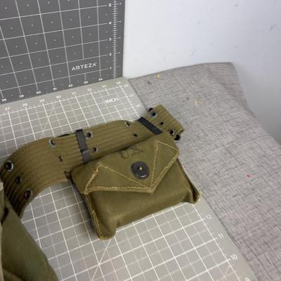 World War II Era WEB Belt with Pouches on it