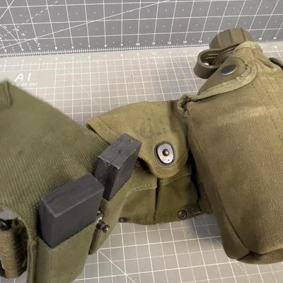 World War II Era WEB Belt with Pouches on it