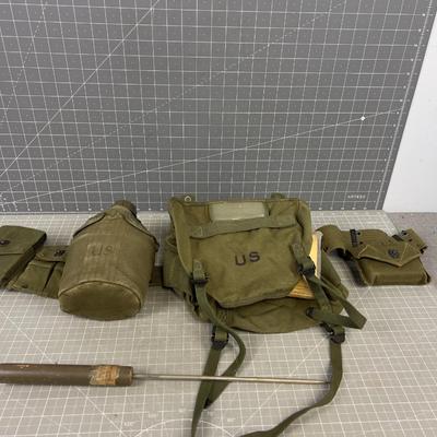 World War II Era WEB Belt with Pouches on it