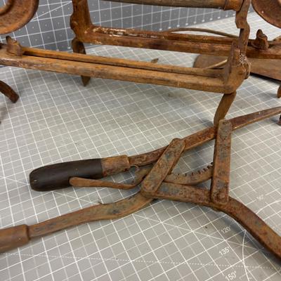 Old Rusty Tools Brick Carrier, Ax Head, Calipers etc. 