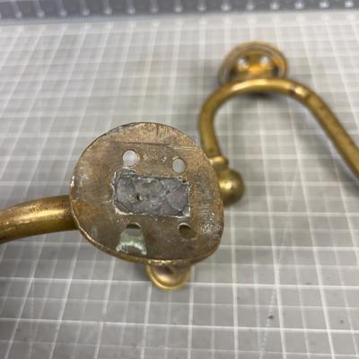 2 Brass Antique COAT HOOKS