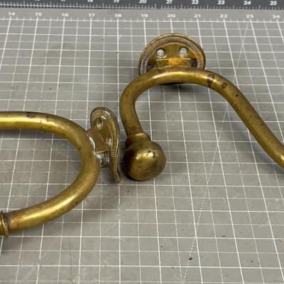 2 Brass Antique COAT HOOKS
