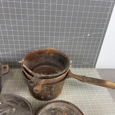 Pile of Cast Iron Pots & Pans for Restore