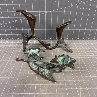 Bronze Candle Holders (2) 
