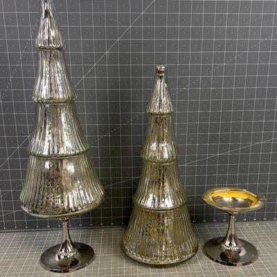 (2) Silver Mercury Trees 