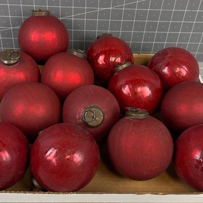 8 RED Glass Bulbs. 