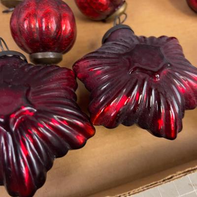 More Red Smaller 2" and a couple of star Shape Red Glass Tray of such
