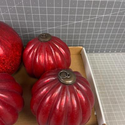Giant (1) and (3)  Red Mercury Glass Bulbs 