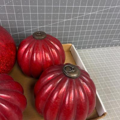 Giant (1) and (3)  Red Mercury Glass Bulbs 