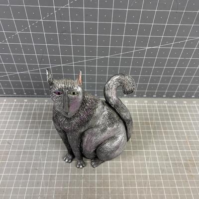 Whimsical Cat Resin Sculpture