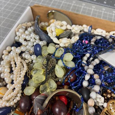 Tray of Costume Jewelry- Lots of Necklaces and Watches