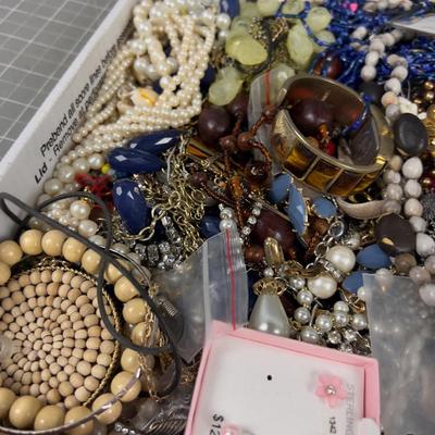 Tray of Costume Jewelry- Lots of Necklaces and Watches