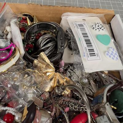 Tray of Costume Jewelry- Lots of Necklaces and Watches