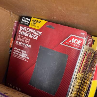 Box Full of Sandpaper, Belt Sanding and Sheets. ALL MANNER OF SANDING Items
