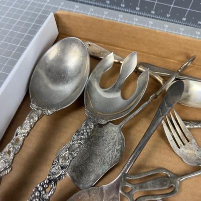 Tray of Mixed Lot of Plated Silver Dinnerware