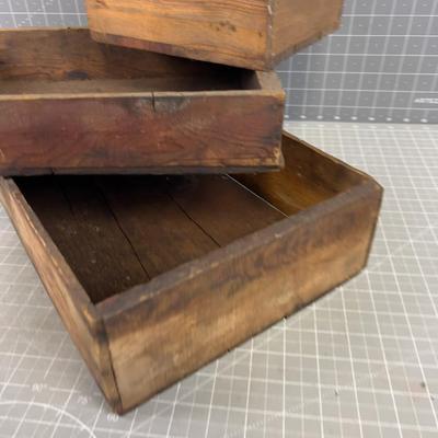 3 Smaller ANTIQUE WOOD CRATES 