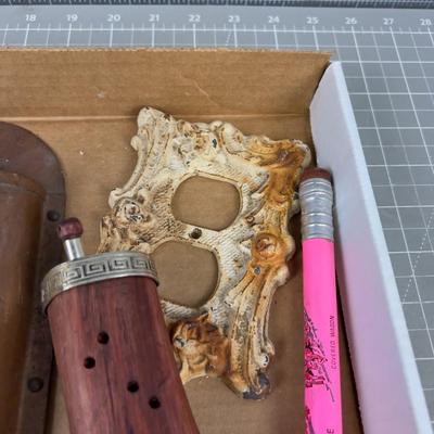 Tray of Misc.; Pencil, Plug Covers, Do Das