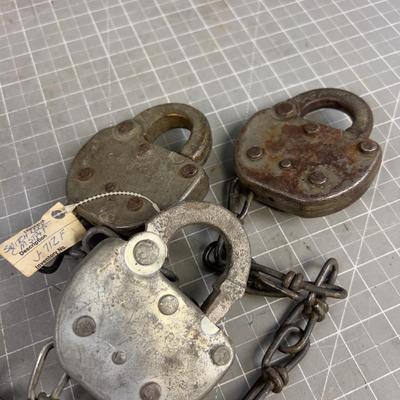 3 Railroad LOCKS 