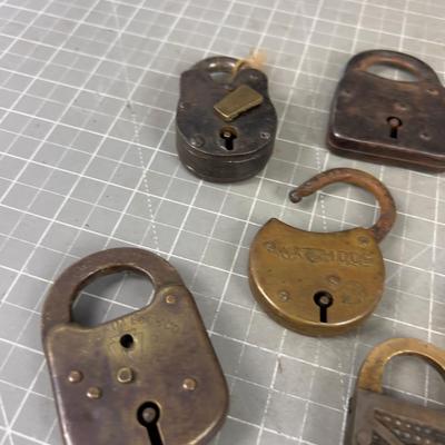 (12) Very COOL! Antique Pad Locks Mostly Brass