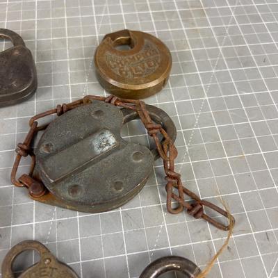 (12) Very COOL! Antique Pad Locks Mostly Brass