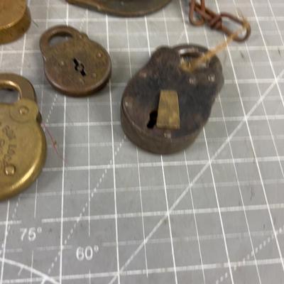 (12) Very COOL! Antique Pad Locks Mostly Brass