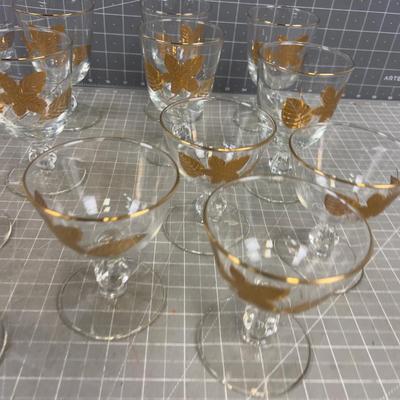 Sherberts and Champaign Gold Rimmed with a Gold Leaf