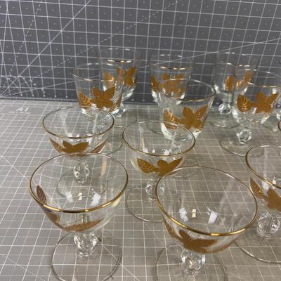 Sherberts and Champaign Gold Rimmed with a Gold Leaf