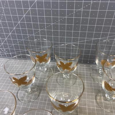 Sherberts and Champaign Gold Rimmed with a Gold Leaf