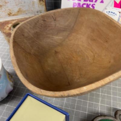 Pile of Stuff: Bowl, Trivet, Lantern, Etc. 