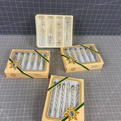 Gold Toned Clear Glass Christmas Ornaments