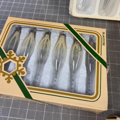 Gold Toned Clear Glass Christmas Ornaments