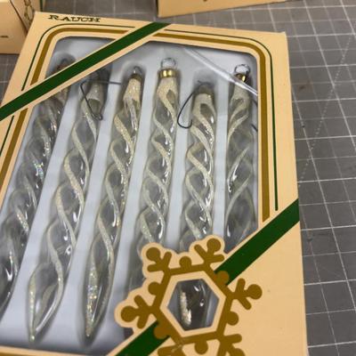 Gold Toned Clear Glass Christmas Ornaments