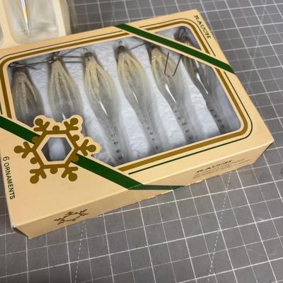 Gold Toned Clear Glass Christmas Ornaments
