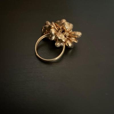 Vintage 14K Puffy Floating Cluster Heart Ring