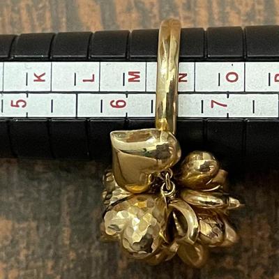Vintage 14K Puffy Floating Cluster Heart Ring