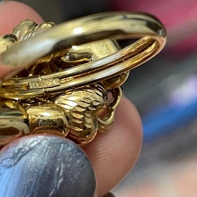 Vintage 14K Puffy Floating Cluster Heart Ring