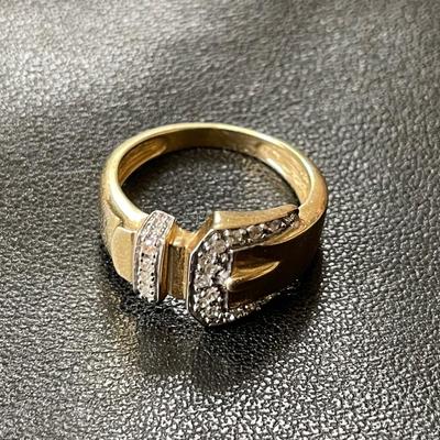 Vintage Diamond 14K Buckle Ring