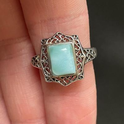 Vintage Sterling Silver Larimar Ring