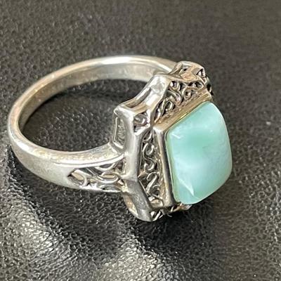 Vintage Sterling Silver Larimar Ring