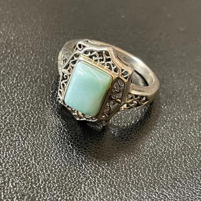 Vintage Sterling Silver Larimar Ring
