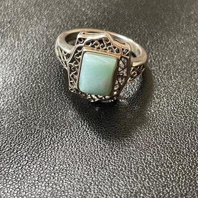 Vintage Sterling Silver Larimar Ring