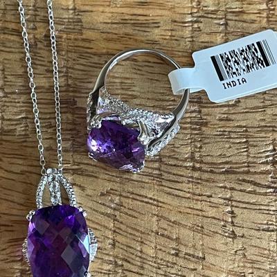 925 & Amethyst Matching Set