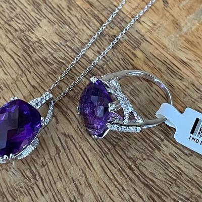 925 & Amethyst Matching Set