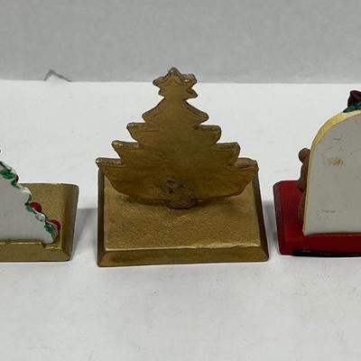 Vintage Christmas Cast Iron Shelf Mantle Stocking Holder Hangers