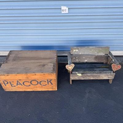 Small Wood Bench and Crate
