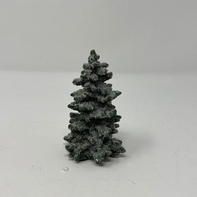 Three Resin Snow Dusted Village Spruce Trees