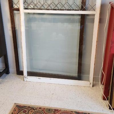 Pair of old leaded glass windows
