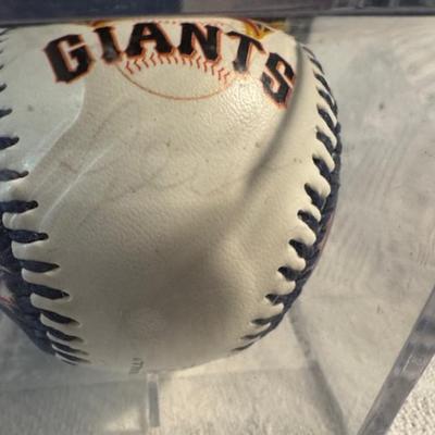 Sale Photo Thumbnail #709: 4 baseballs - 1. Giants auto ball - autographs are reproduced under exclusive contract with each major league player and licensed by major league baseball players association. 2. Robb Nen - signature, 3. Rich A. National League auto ball, 4. Giants Pac Be