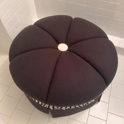 Newley ReUpholstered Rolling Black Ottoman