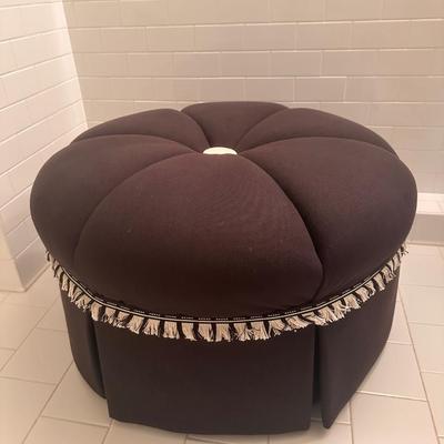 Newley ReUpholstered Rolling Black Ottoman